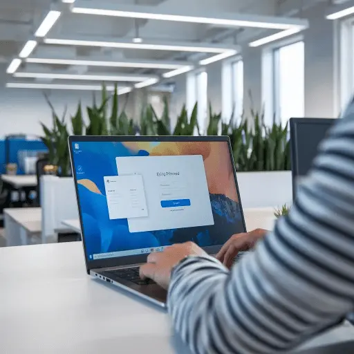 Person reviewing employee information on a laptop